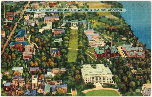 Aeroplane view of University of Wisconsin, Madison, Wisconsin